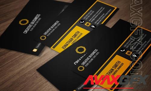 Business card black with yellow design  template [PSD]