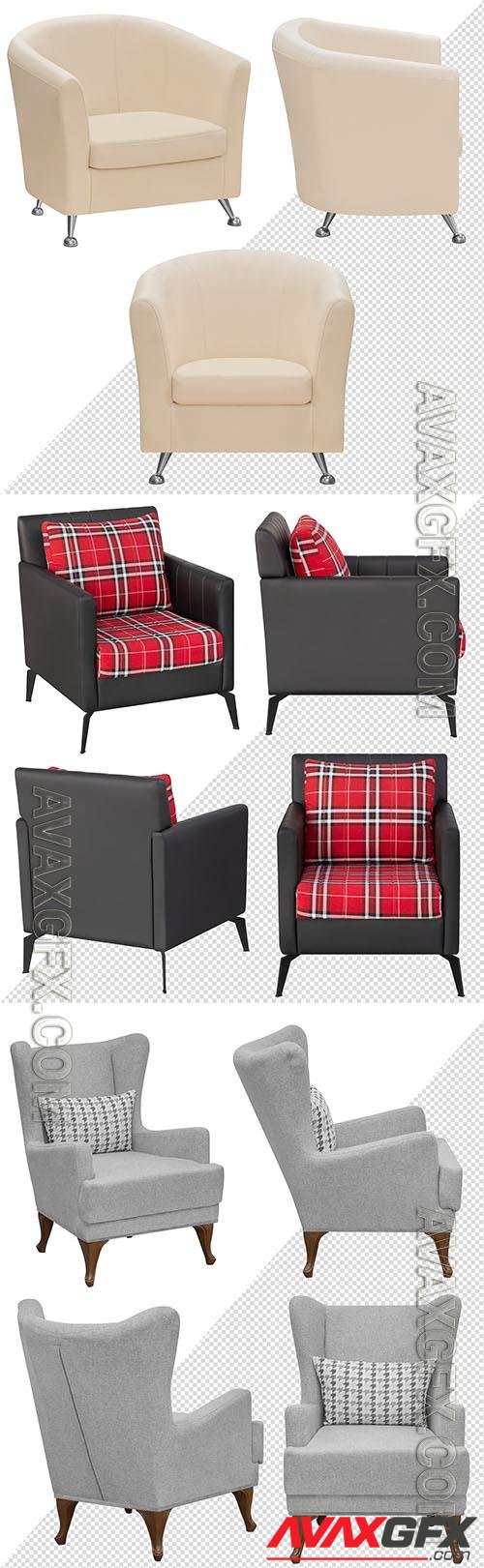 Upholstered armchair for the office or at home psd design template