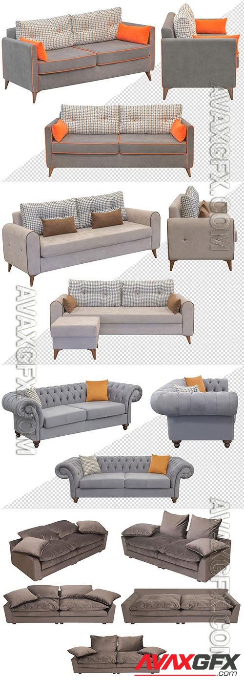 Sofa for office or home in different angles interior element psd design template