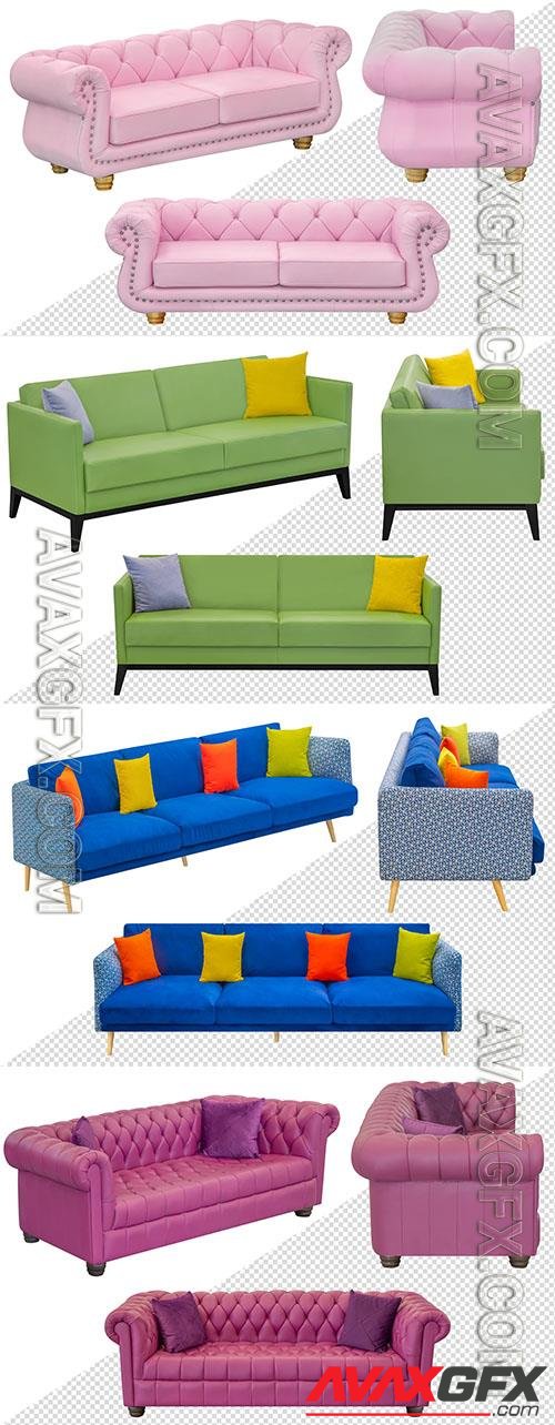 Sofa and different angles interior element psd design template
