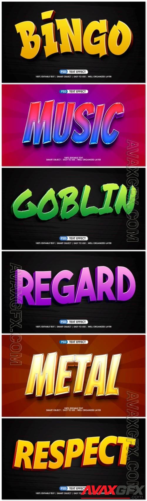 Psd style text effect editable design set vol 225 [PSD]