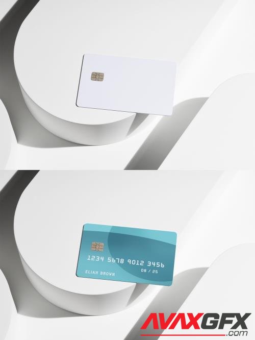 Credit Card Mockup on White Circular Shape 489969113 [Adobestock]