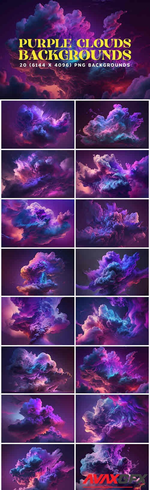 20 Purple Clouds Backgrounds 6K - 12780539