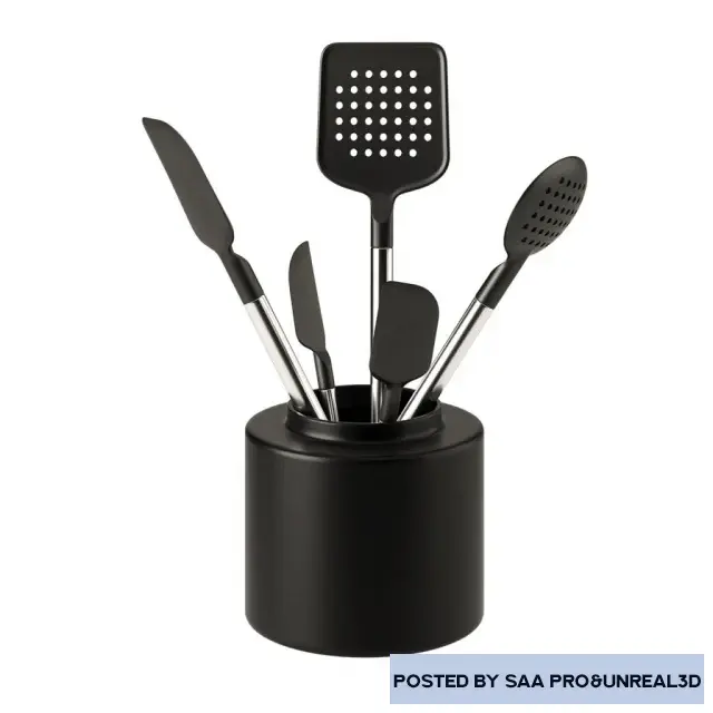 Black Silicone & Steel Utensils Set by Crate & Barrel