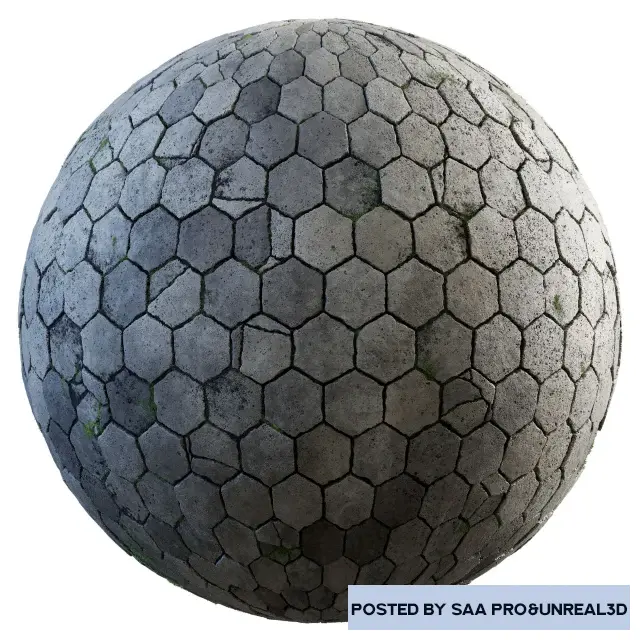 Road, pavement textures Damageded hexagon concrete pavement 36 49 4K