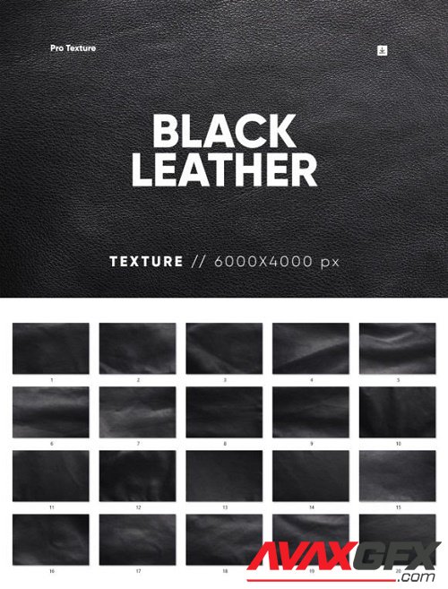 20 Black Leather Textures HQ - 12788033