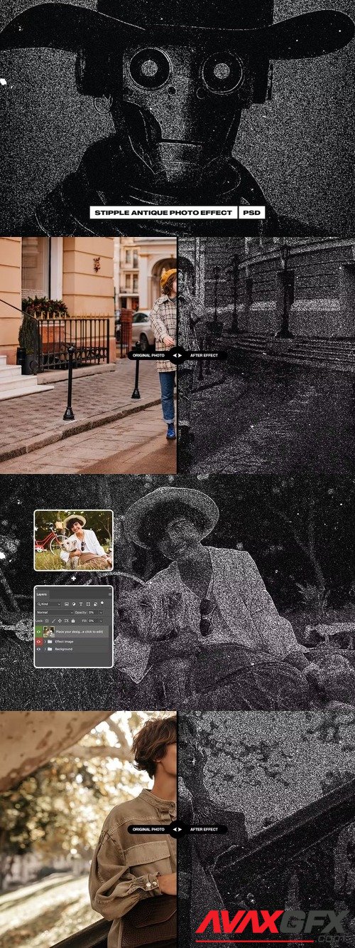 Stipple Antique Photo Effect [PSD]