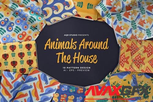 Animals Around The House - Seamless Pattern [EPS]