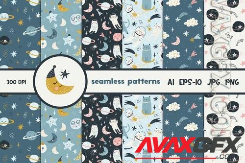 Cute Space Seamless Patterns Collection [PNG]