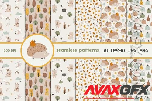 Cute Autumn Seamless Patterns Design Set [PNG]
