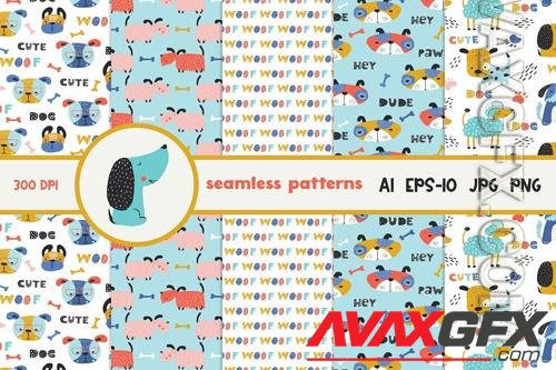 Childish Seamless Pattern with Funny Dogs [PNG]