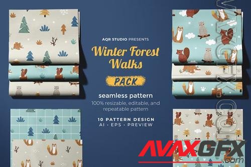 Winter Forest Walks - Seamless Pattern [PNG]