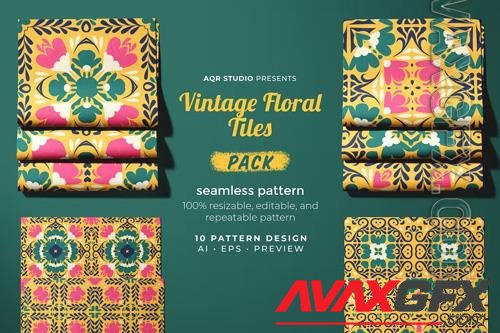 Vintage Floral Tiles - Seamless Pattern [PNG]