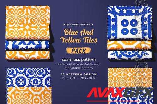 Blue And Yellow Tiles - Seamless Pattern [PNG]