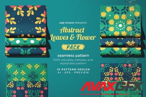 Abstract Leaves and Floral - Seamless Pattern [PNG]