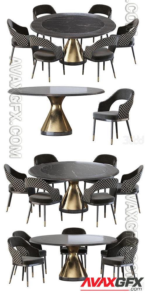 Stainless Steel Chair and Dolly Tonin Casa table design 3D Model