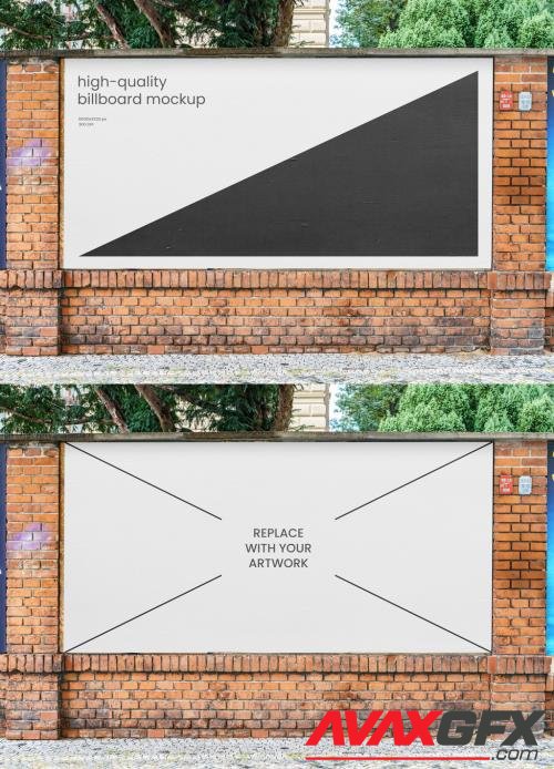 Wide Street Glued Outdoor Poster Mockup on Brick Wall 545789131 [Adobestock]