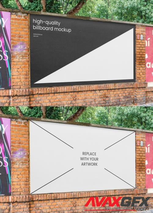 Wide Street Glued Outdoor Poster Mockup on Brick Wall 545788565 [Adobestock]