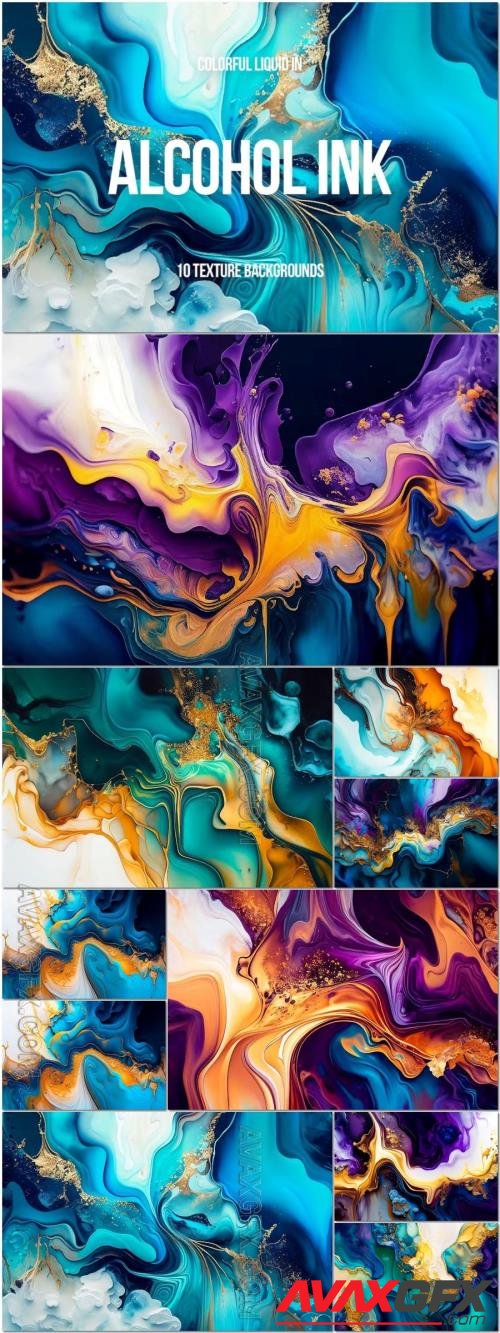 Liquid in Alcohol Ink, Luxury Abstract Fluid Art Painting Backgrounds