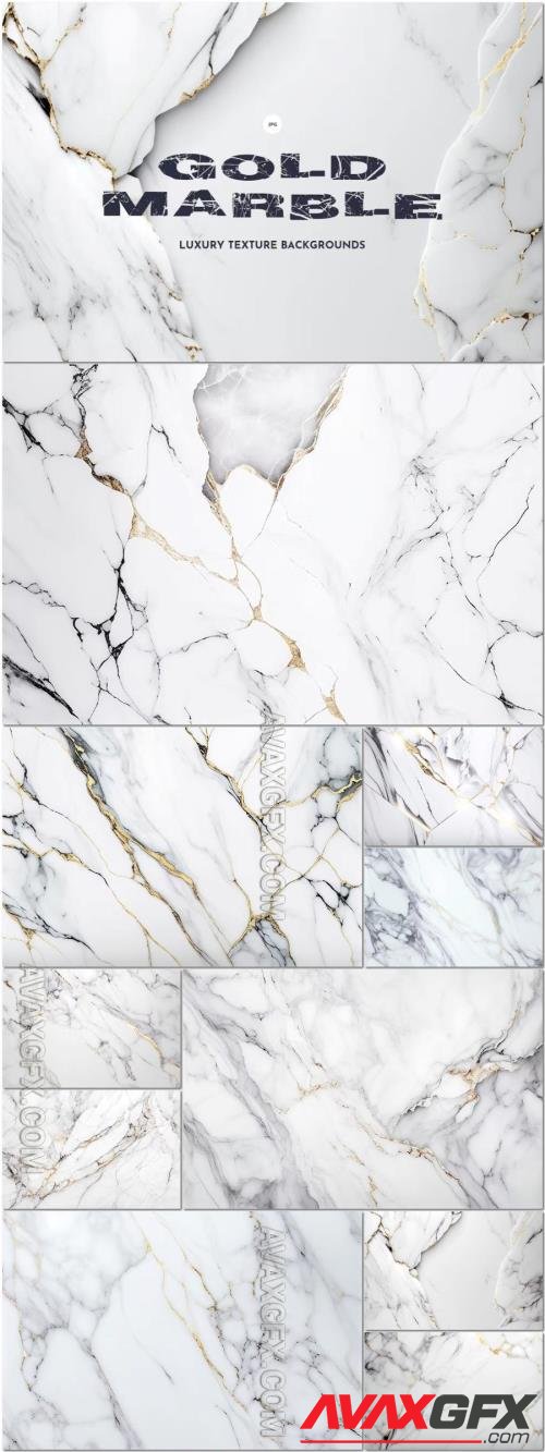 White and Gold Marble Texture Backgrounds [JPG]