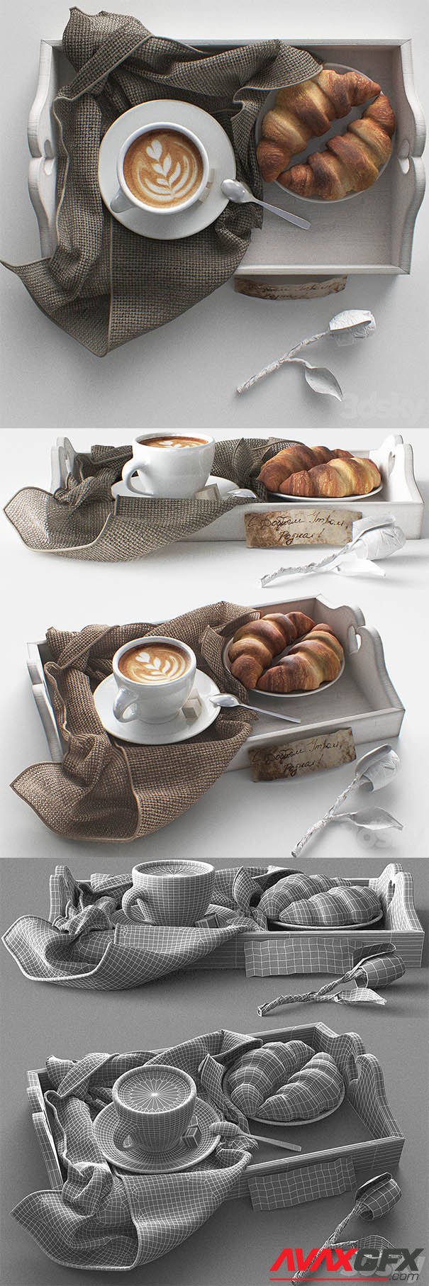 Breakfast in bed 3D Model