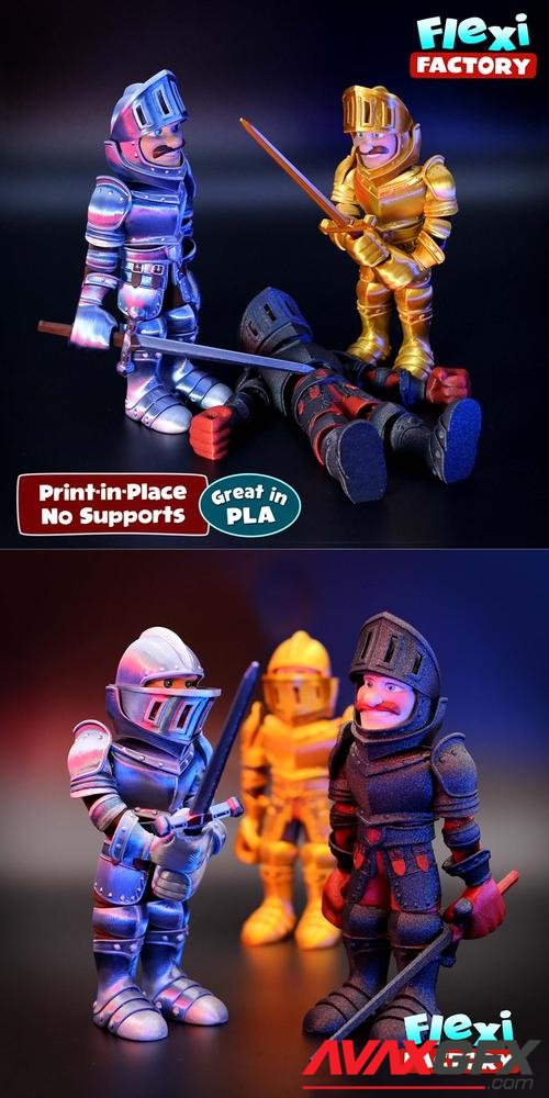 Flexi Print-in-Place Knight 3D Print