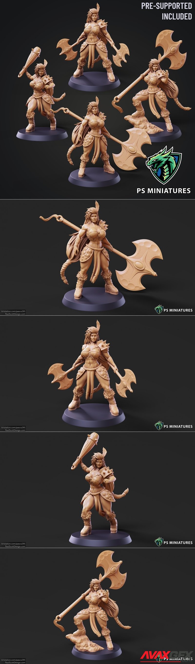 PS Miniatures - Barbarian Battlemaster Bundle and Pinups 3D Print