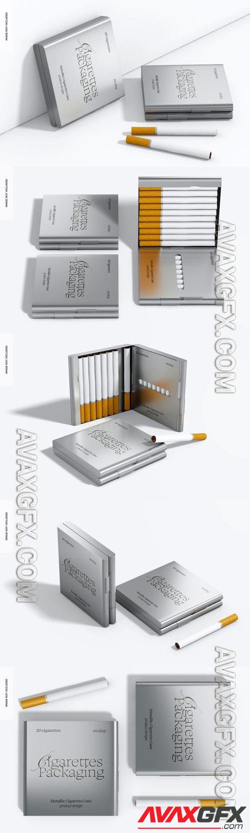 Metallic cigarette case psd template mockup leaned [PSD]
