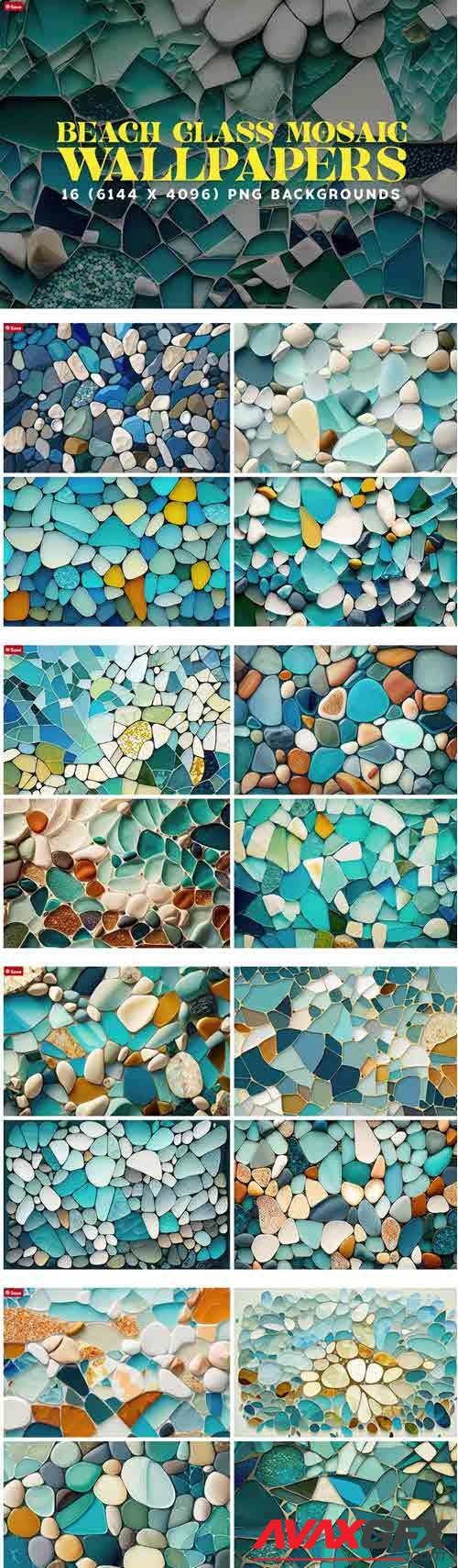 16 Beach Glass Mosaic Backgrounds 6K - 12781108