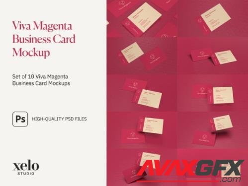 Set of 10 Chic Viva Magenta Business Card PSD Mockups - 2470198