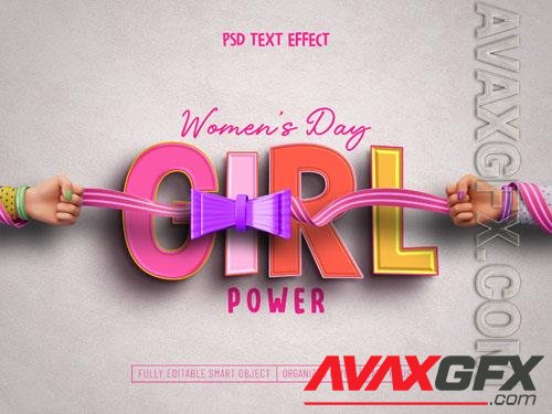 PSD girls, womens day text effect design   [PSD]