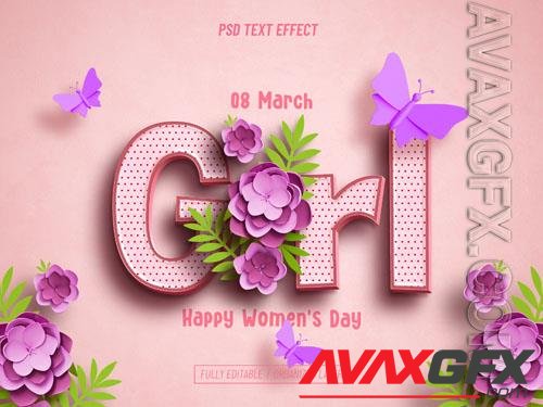 Girls, womens day text effect psd design   [PSD]