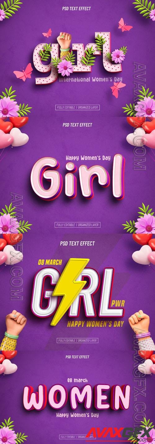 Womens day psd style text effect editable design
 collection vol 3 [PSD]