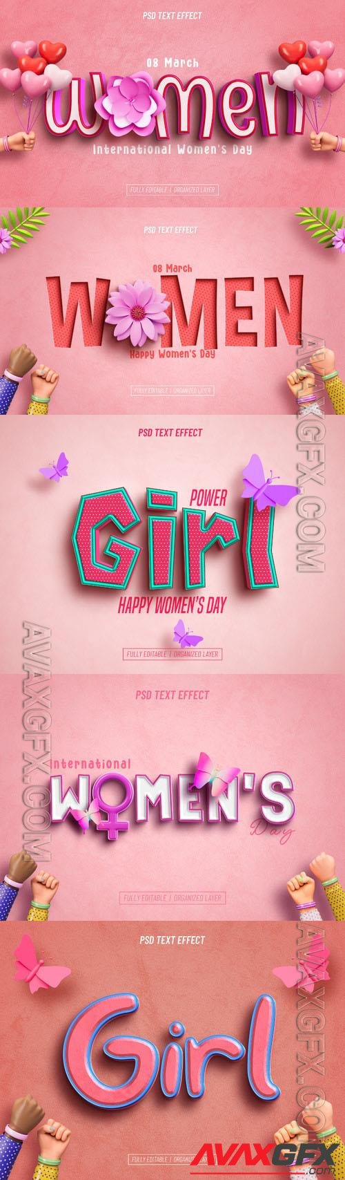 Womens day psd style text effect editable design
 collection vol 2 [PSD]