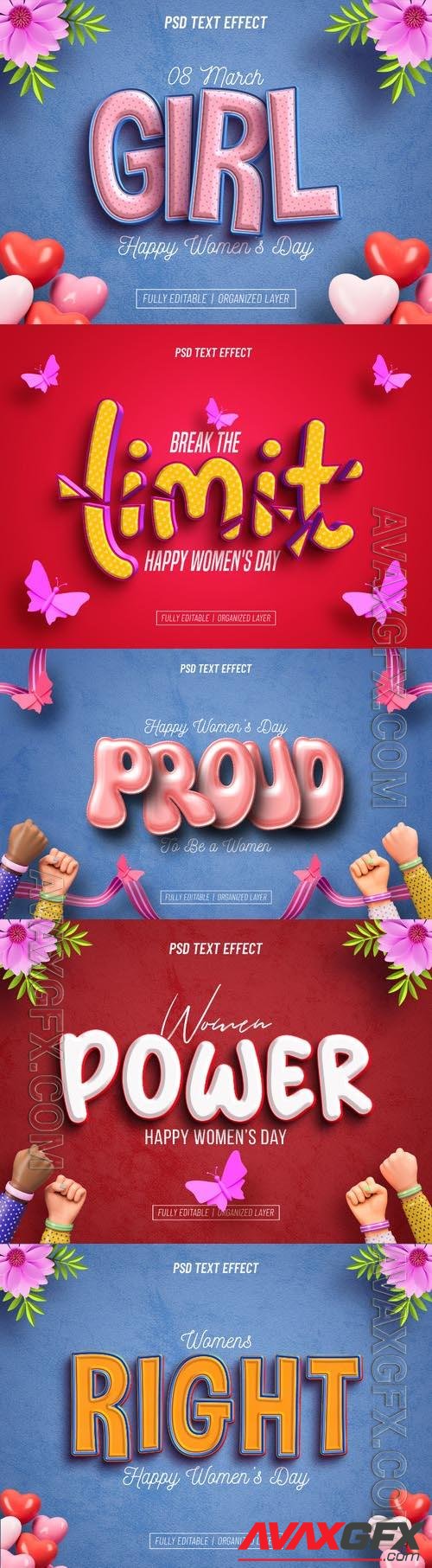 Womens day psd style text effect editable design  collection vol 1 [PSD]