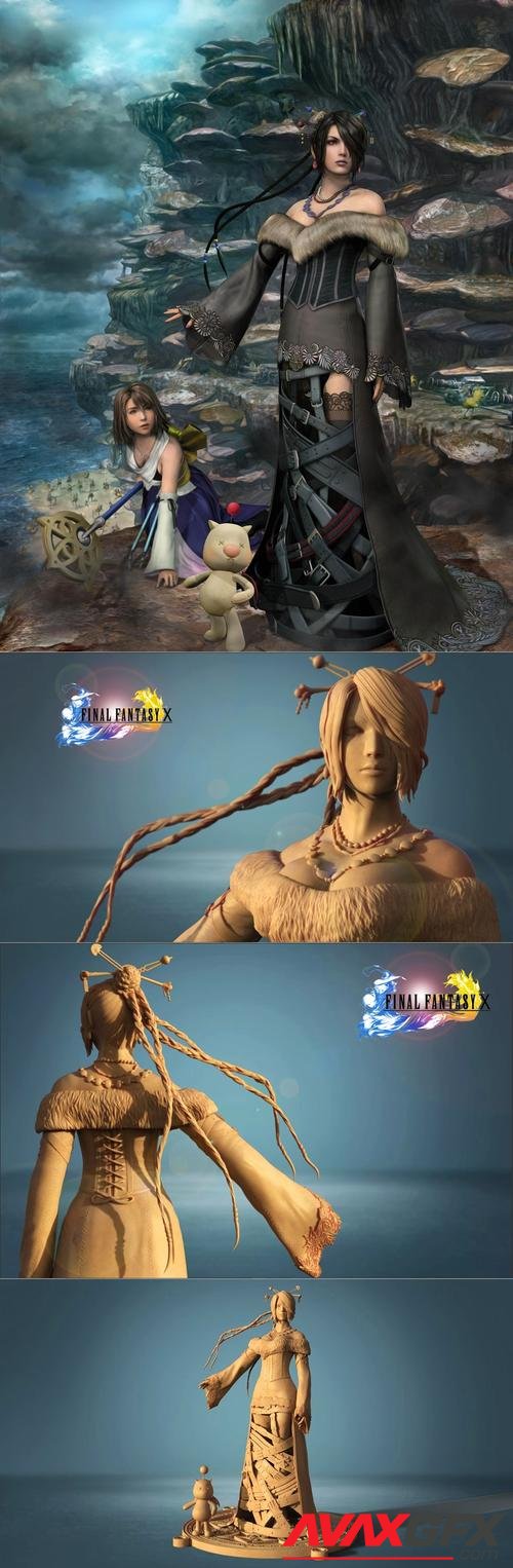Lulu Final Fantasy X and Pendant 3D Print
