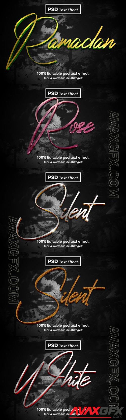 Psd style text effect editable design  set vol 323 [PSD]