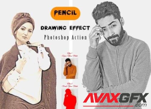 Pencil Drawing Effect PS Action - 13425661