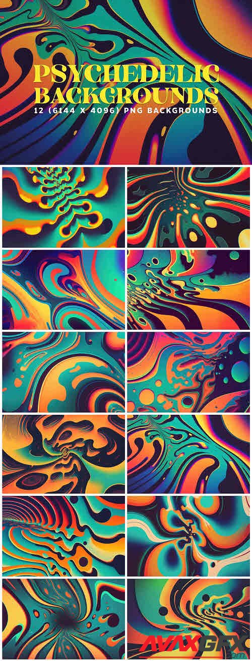 12 Psychedelic Backgrounds in 6K - 12789244