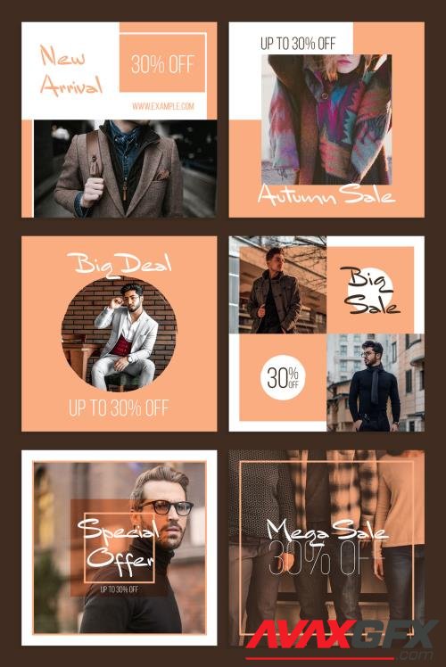 Sale Social Media Post Layout Set with Peach Accents 366332779 [Adobestock]