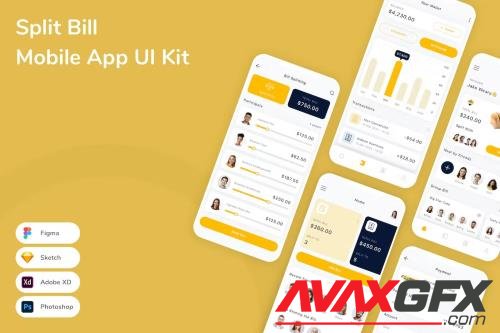Split Bill Mobile App UI Kit JJCLCMD
