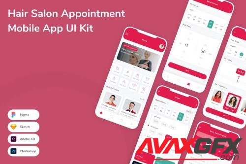 Hair Salon Appointment Mobile App UI Kit ZQG692C