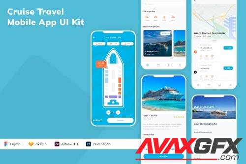 Cruise Travel Mobile App UI Kit W968XN7