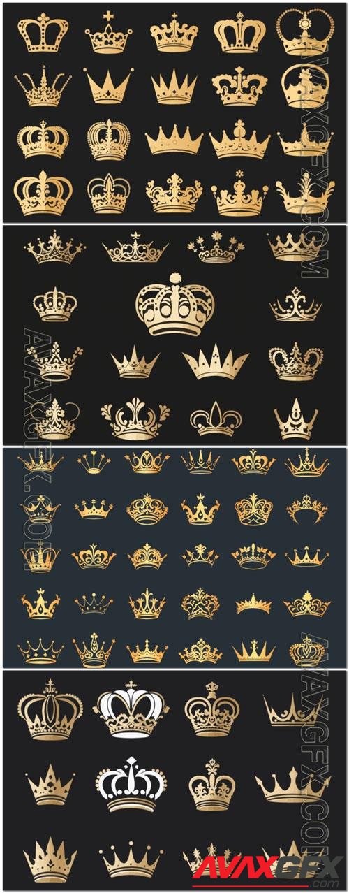 Vector silhouettes crowns set illustration vector design collection [EPS]