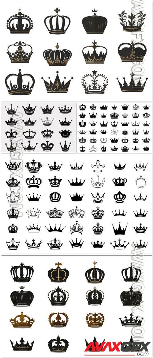 Silhouettes crowns set illustration vector design collection [EPS]