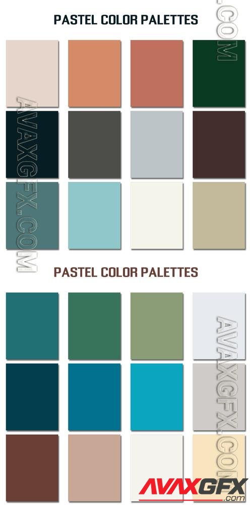 Vector abstract pastel color palettes set, multi color combination palettes [EPS]