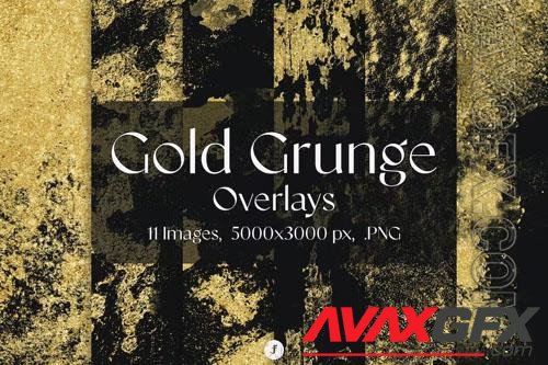 Gold Grunge Overlays Texture Backgrounds [PNG]