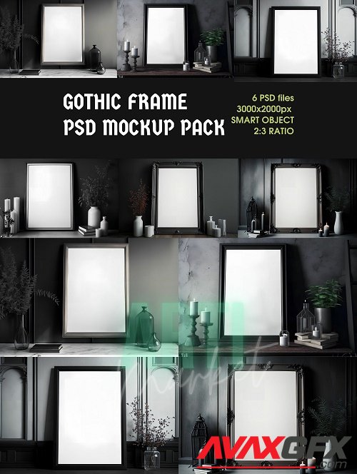 Gothic Frame PSD Mockup Pack, Digital Frame, 2:3 ratio Frame - 2484646
