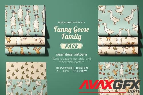 Funny Goose Family - Seamless Pattern [PNG]
