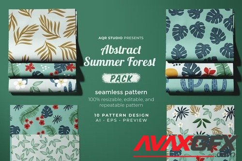 Abstract Summer Forest - Seamless Pattern [PNG]